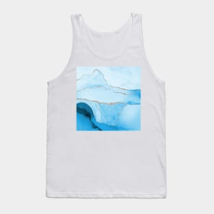 Watercolor Agate in Aqua Blue Faux Silver Veins Tank Top